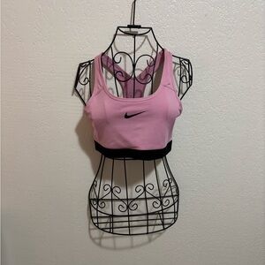 Nike Women's Light Pink and Black Sports Bra